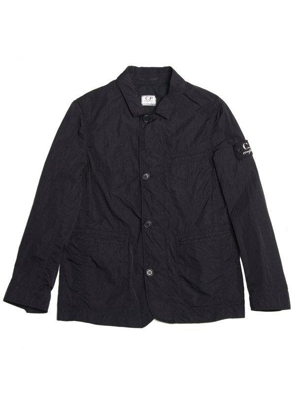 C.P Company Undersixteen Lightweight Nylon Front Button Jacket in Navy Blue
