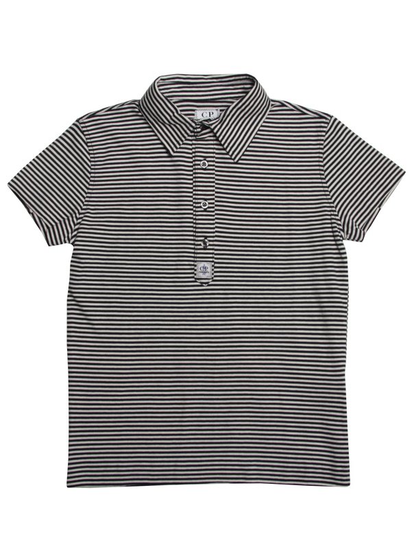 C.P Company Undersixteen Striped Polo Shirt in Navy and White