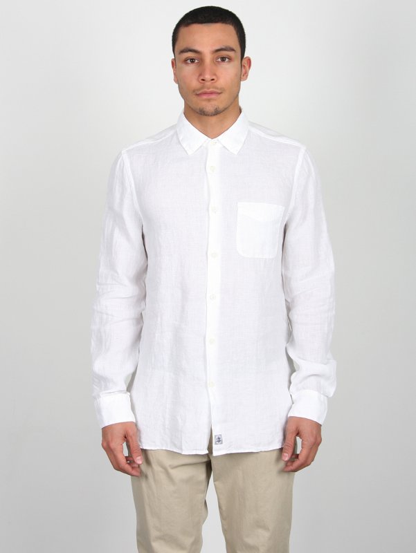 Long Sleeve Linen Shirt in White