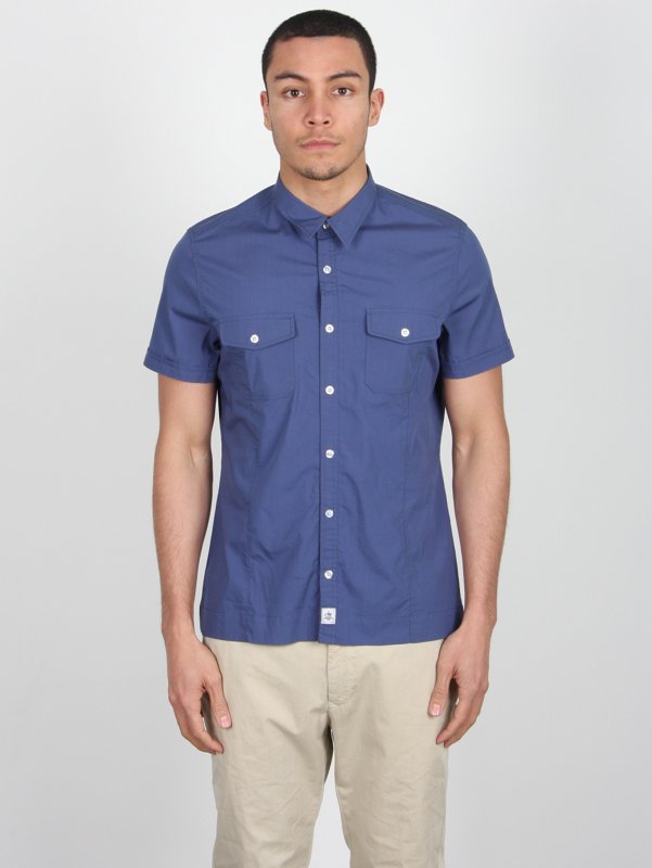 Poplin Compact Stretch Shirt in Royal Blue