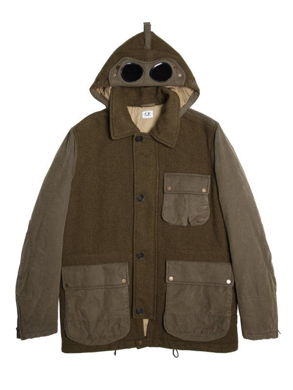 Detachable Goggle Hood Field Jacket in Dark Green