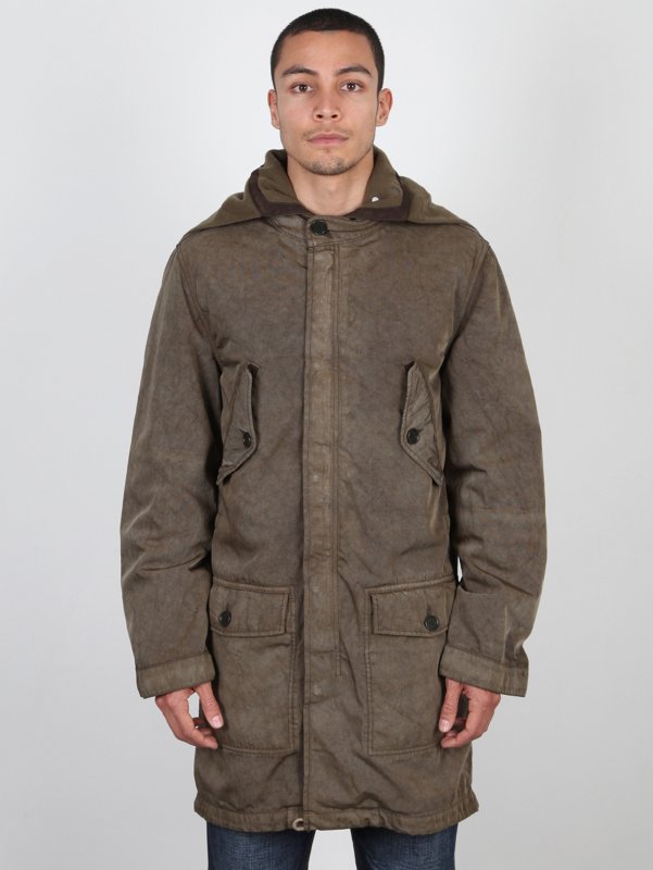 Double Dye Quilt lined Coat in Dark Green