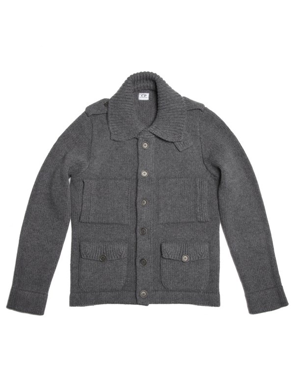 Front Button Knit in Grey Melange