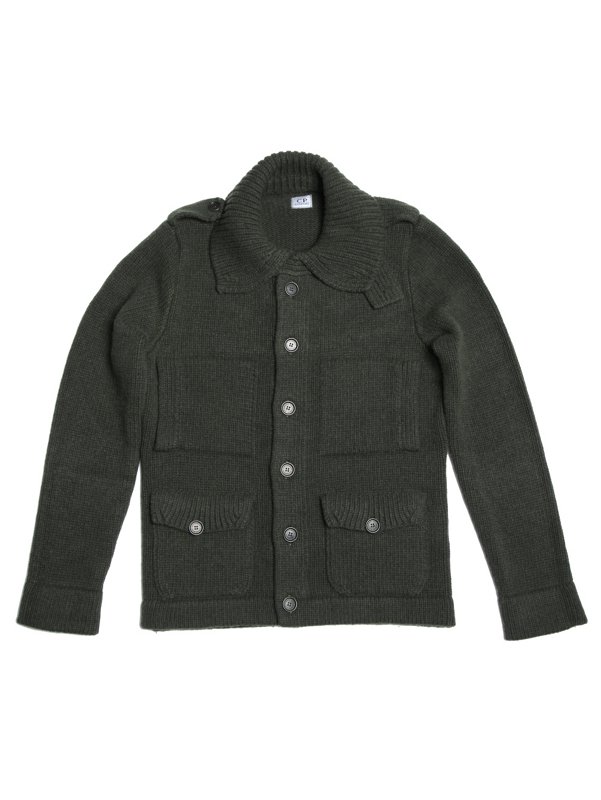 Front Button Knit in Military Green