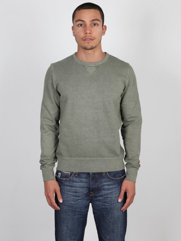 CP Company Antique Dyed Crew Neck Sweatshirt In Green