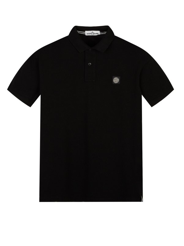 Cotton Pique Short Sleeve Polo Shirt in Black