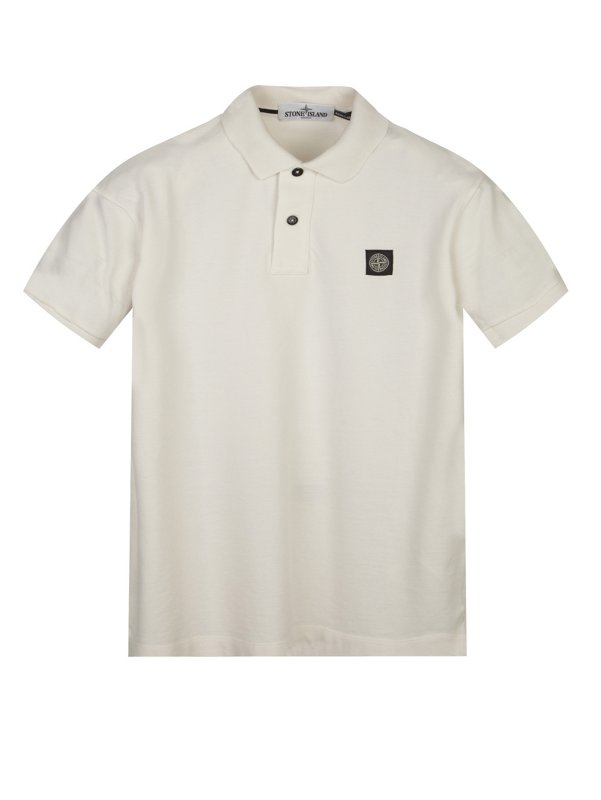 Cotton Pique Short Sleeve Polo Shirt in White