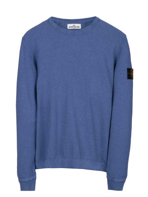 Frosted Pique Stretch Cotton Crepe Sweatshirt in Cornflower Blue