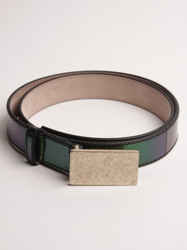 ALEXANDER MCQUEEN Oil Patent Metal Buckle Belt