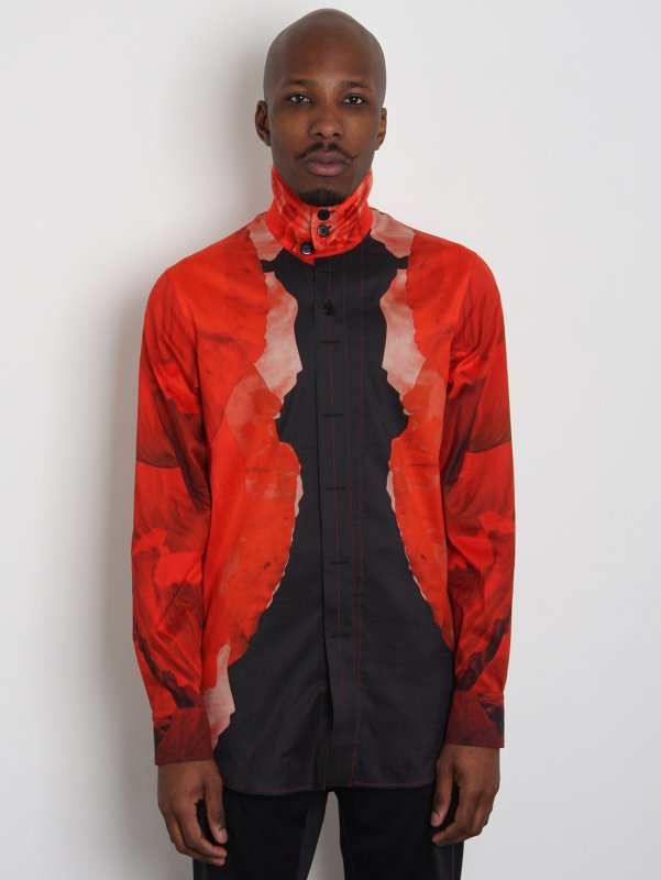 Alexander McQueen Men's Poppy Print Shirt
