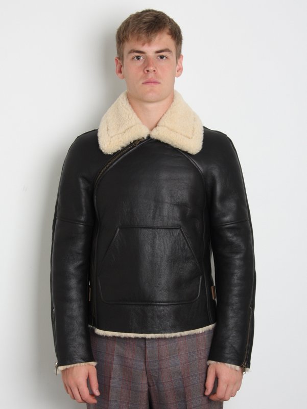 ALEXANDER MCQUEEN LEATHER SHEARLING JACKET