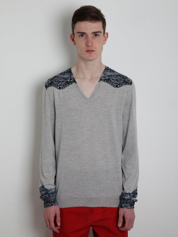 Alexander McQueen V Neck Moth Print Knit