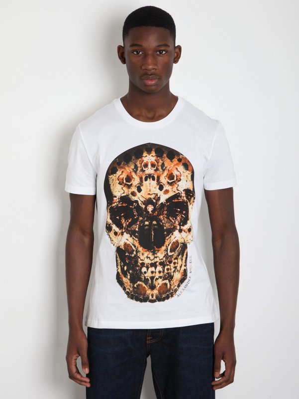 Alexander McQueen Mens Moth Skull T-Shirt