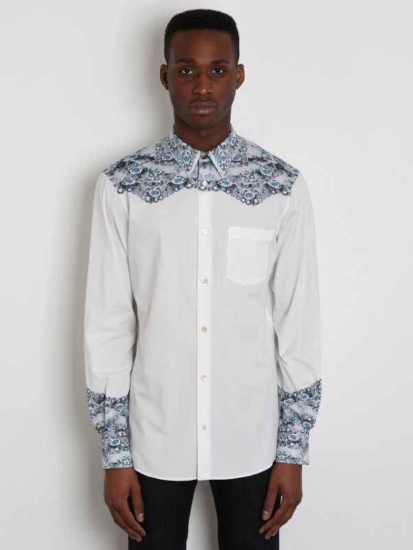 Alexander McQueen Men's Moth Print Poplin Shirt 