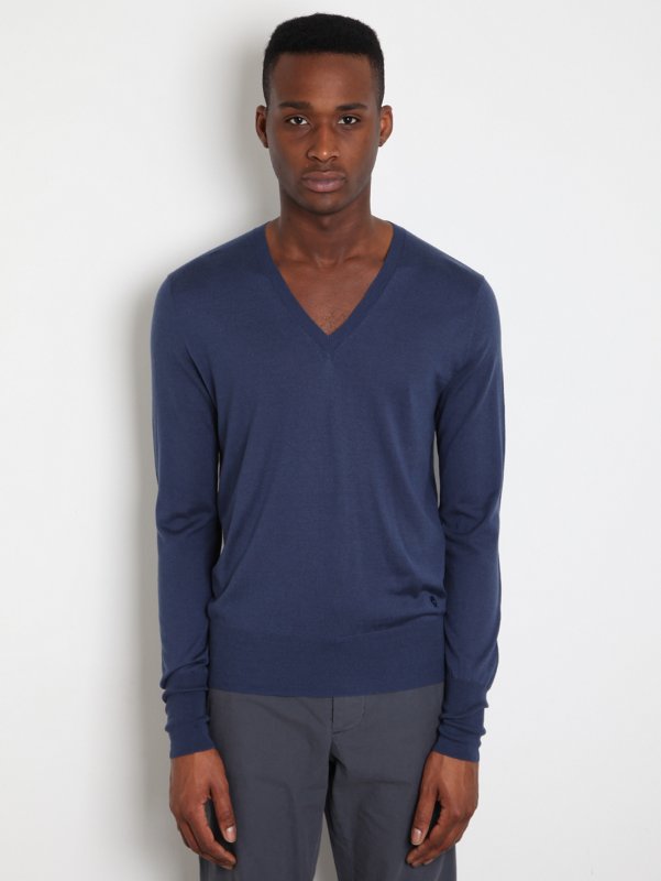 Alexander McQueen Mens Silk & Cashmere V-Neck Sweater