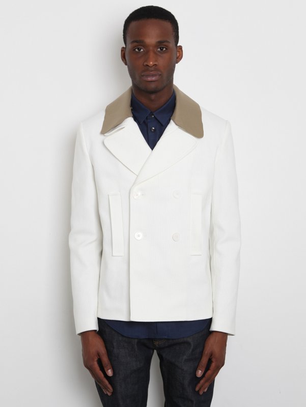 Carven Men's Contrast Collar Pea Coat