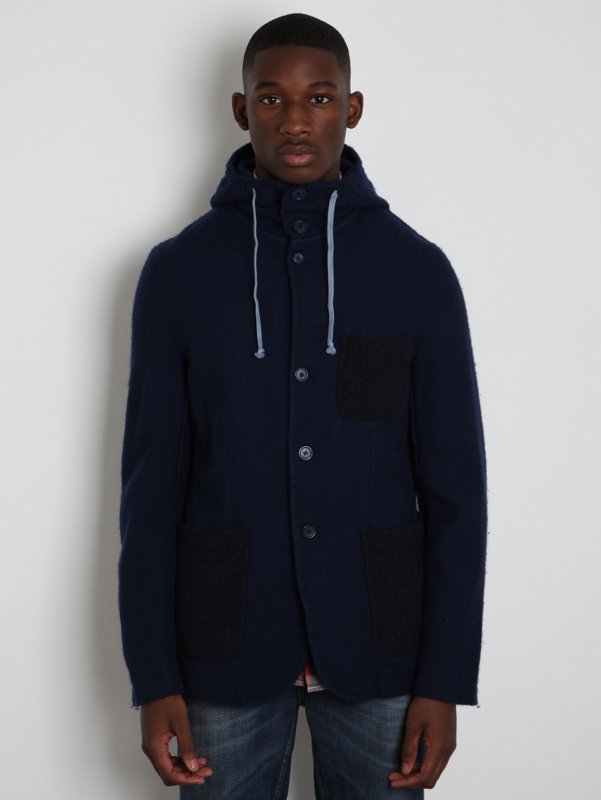 COMME des GARCONS SHIRT Men's Wool and Harris Tweed Hooded Jacket