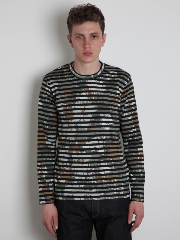 COMME des GARCONS SHIRT Men's Camo Striped Cotton Jersey