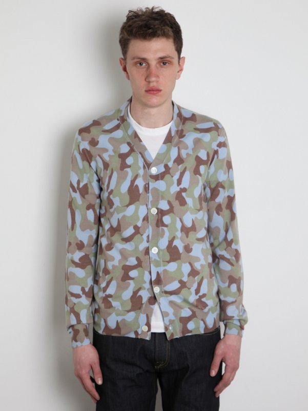 COMME des GARCONS SHIRT Men's Merino Wool Camo Print Cardigan