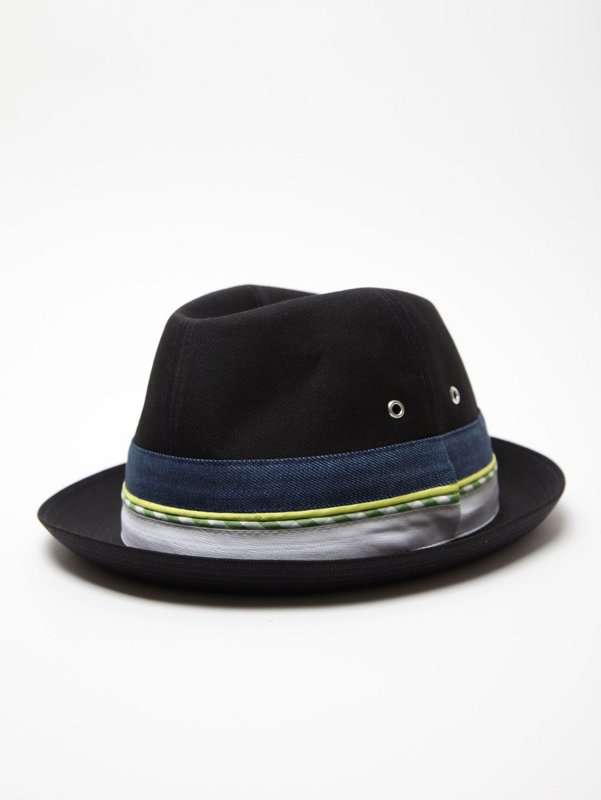 COMME des GARCONS SHIRT Men's Gabardine Denim and Check Trilby Hat