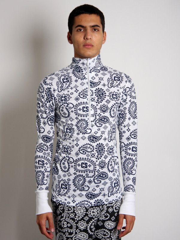 Printed Zip Up Skin T-Shirt