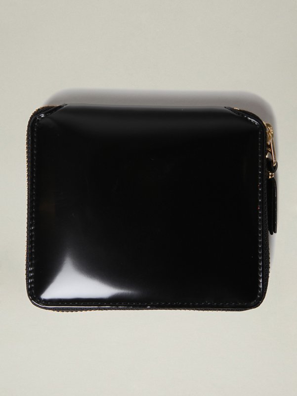 COMME des GARCONS Patent Black Fluo Zipped Wallet