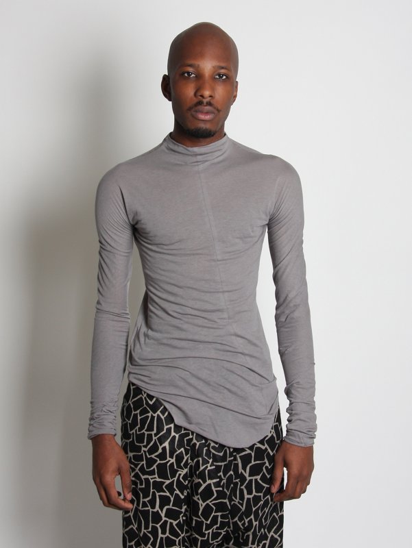 DAMIR DOMA Long Sleeve Jersey Mock Neck T-Shirt