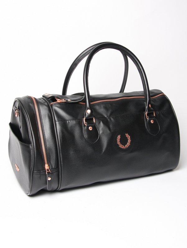 Fred Perry Leather PVC Barrel Bag