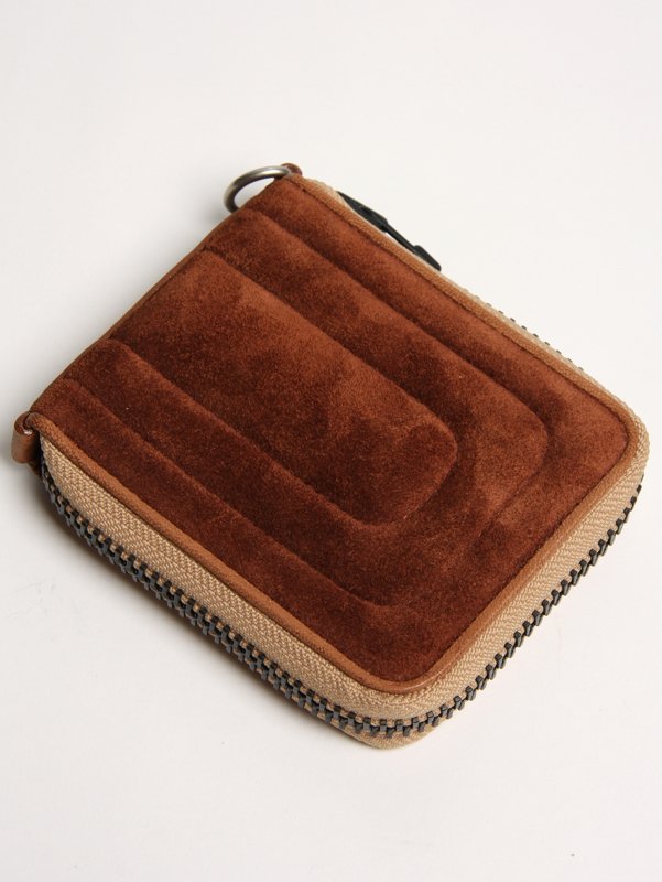 Camel Suede Zip Wallet