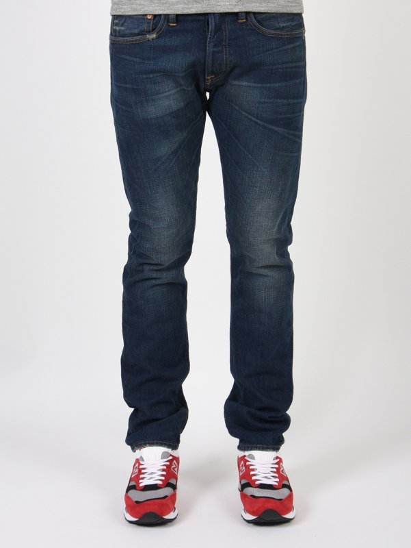 Indigofera Prima Men's Slim Handip Barrel Wash Jeans