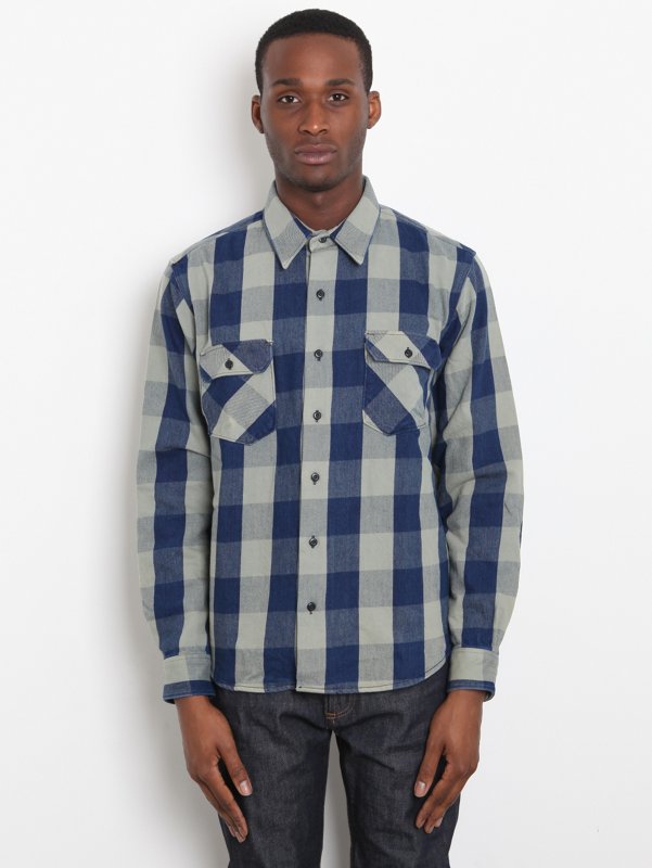 Indigofera Prima Men's Norris Flannel Selvedge Shirt