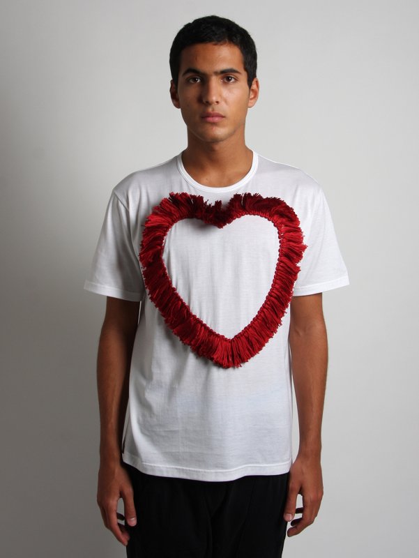 J.W. Anderson Hand Embroidered Tassle Heart T-Shirt