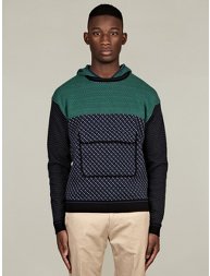 Men's Square Cotton Knit Hooded Sweater