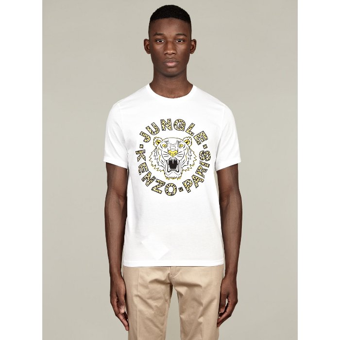 Mens White Jungle Cotton T-Shirt