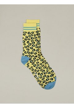 Men's Yellow Printed Cotton Socks