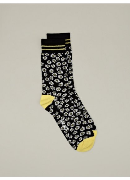 Men's Black Printed Cotton Socks