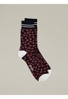 Men's Navy Printed Cotton Socks
