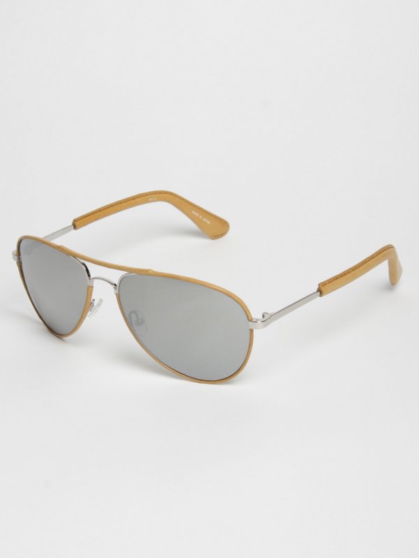 LINDA FARROW Leather Aviator/Mirror Lens