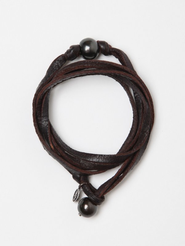 M.Cohen Leather Triple Wrap With Pearl Detail
