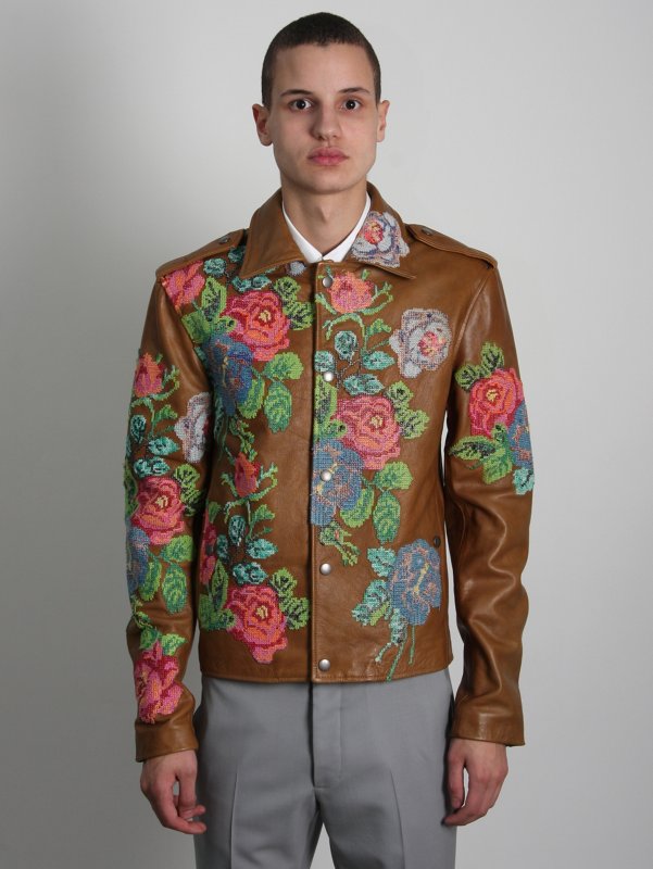 Maison Martin Margiela 10 Embroidered Calf Leather Jacket