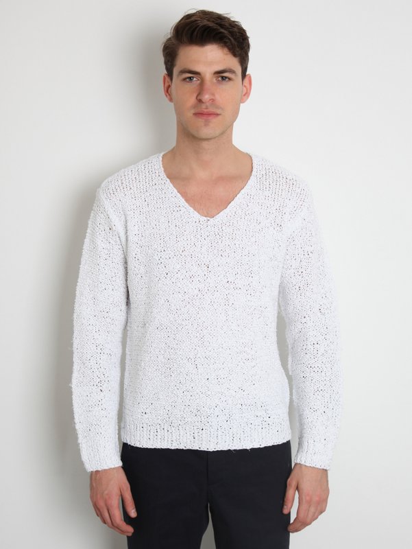 Maison Martin Margiela 10 Men's Shredded and Woven Handmade V Neck Sweater