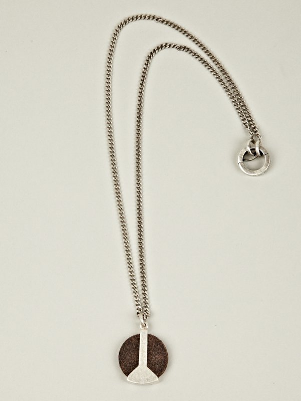 Maison Martin Margiela 11 Mens Brass Identity Necklace with Leather Pendant