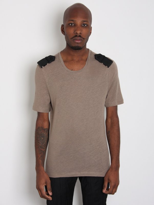 Neil Barrett Leather Epaulette T-Shirt