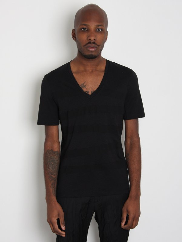 Neil Barrett Regular V-Neck Stripe T-Shirt