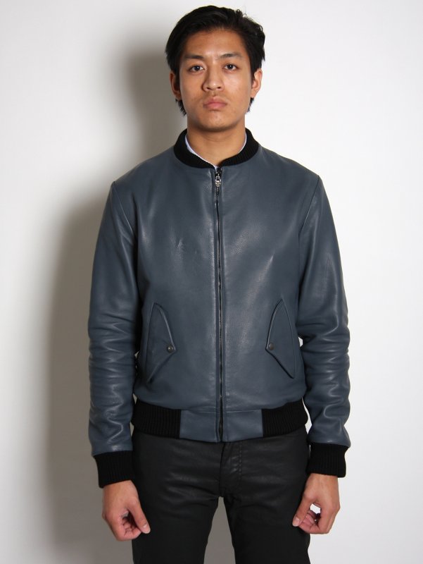 Noir Basic Deerskin Leather Bomber Jacket 