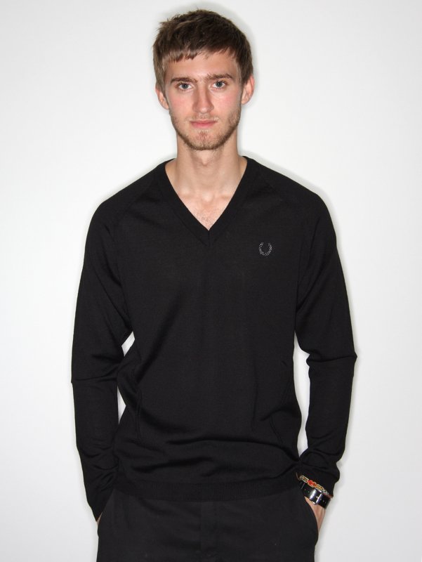 RAF SIMONS and FRED PERRY Darted V-Neck Knit