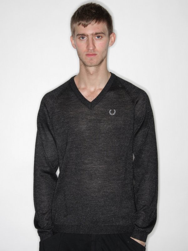 RAF SIMONS and Fred Perry Metal V-Neck Knitwear
