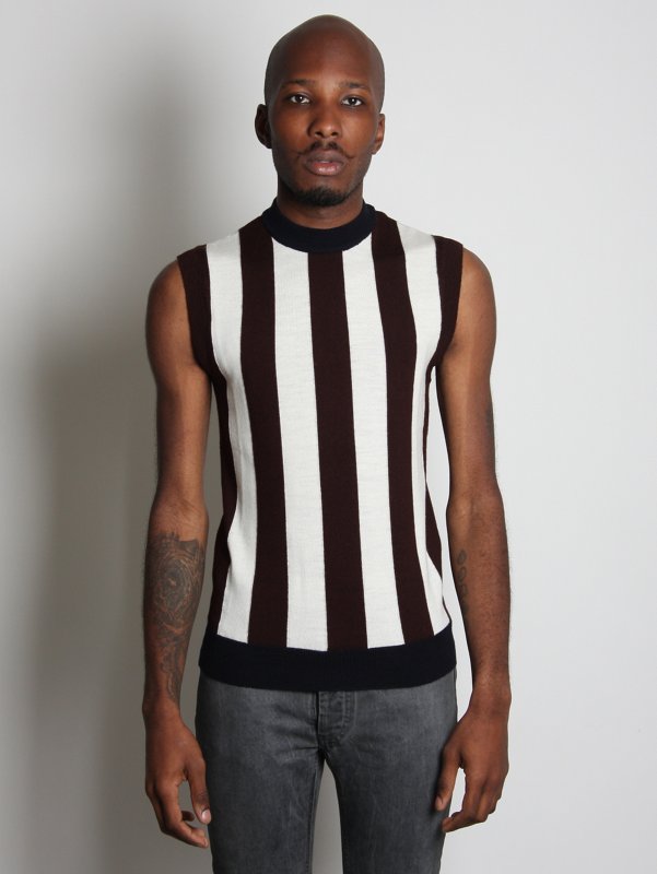 Raf Simons Sleeveles Striped Sweater