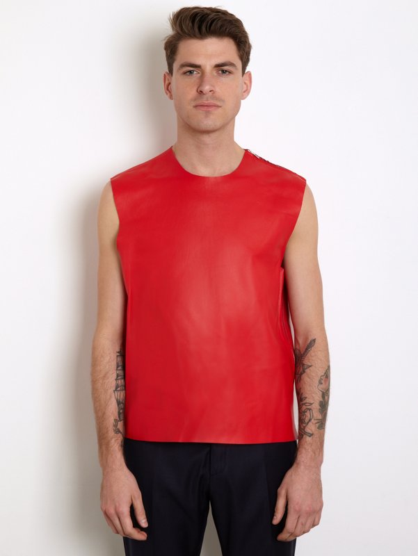 Raf Simons Men' s Sleeveless Leather Top