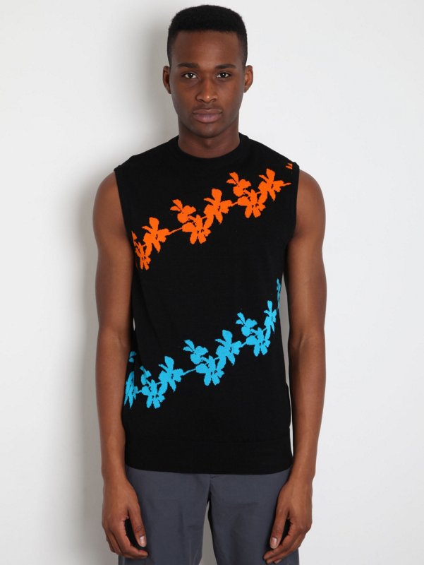 Raf Simons Men's Flower Graphic Sleeveless Sweater